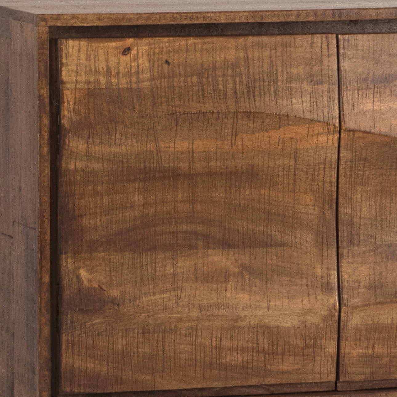 Brown Wood Sealed Finish Mango Wood, Iron and Metal Legs Sideboard 75 in Wide