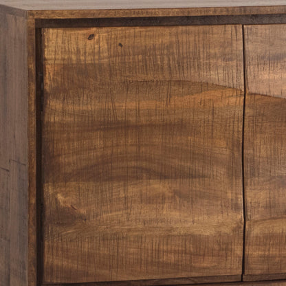 Brown Wood Sealed Finish Mango Wood, Iron and Metal Legs Sideboard 75 in Wide