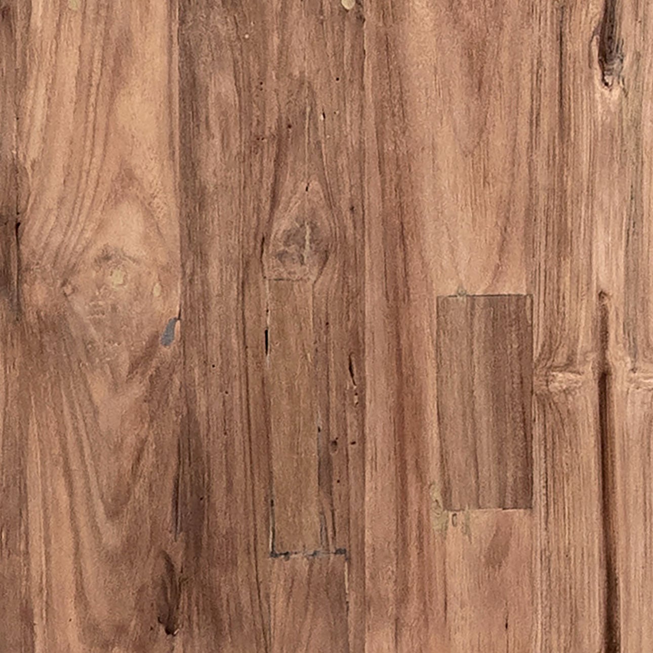 Medium Brown Wood Sealed Finish Reclaimed Teak Wood Table 60 in Wide