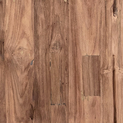 Medium Brown Wood Sealed Finish Reclaimed Teak Wood Table 60 in Wide