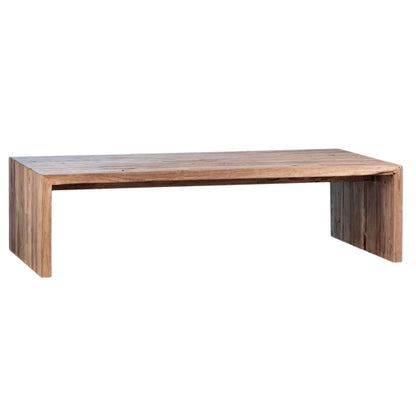 Medium Brown Wood Sealed Finish Reclaimed Teak Wood Table 60 in Wide