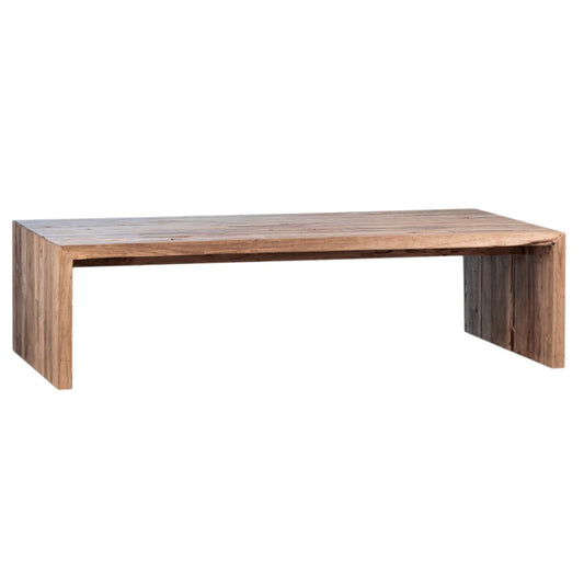 Medium Brown Wood Sealed Finish Reclaimed Teak Wood Table 60 in Wide