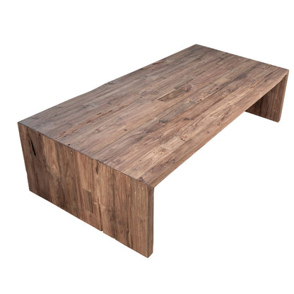 Medium Brown Wood Sealed Finish Reclaimed Teak Wood Table 60 in Wide