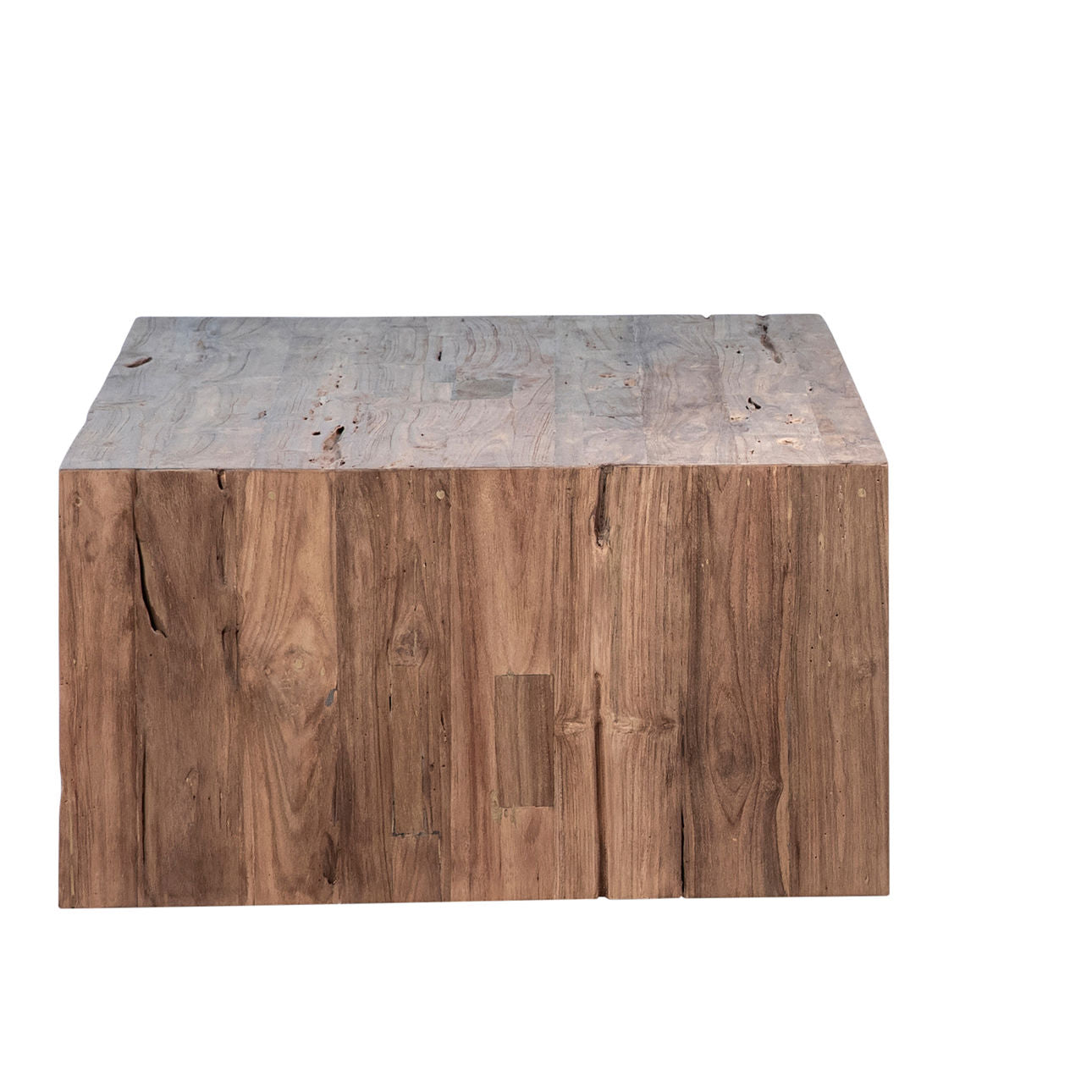 Medium Brown Wood Sealed Finish Reclaimed Teak Wood Table 60 in Wide