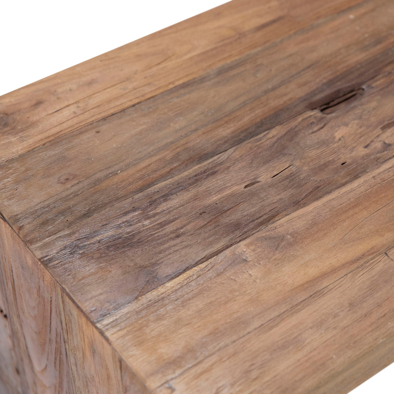 Medium Brown Wood Sealed Finish Reclaimed Teak Wood Table 54 in Wide