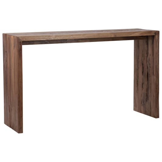 Medium Brown Wood Sealed Finish Reclaimed Teak Wood Table 54 in Wide