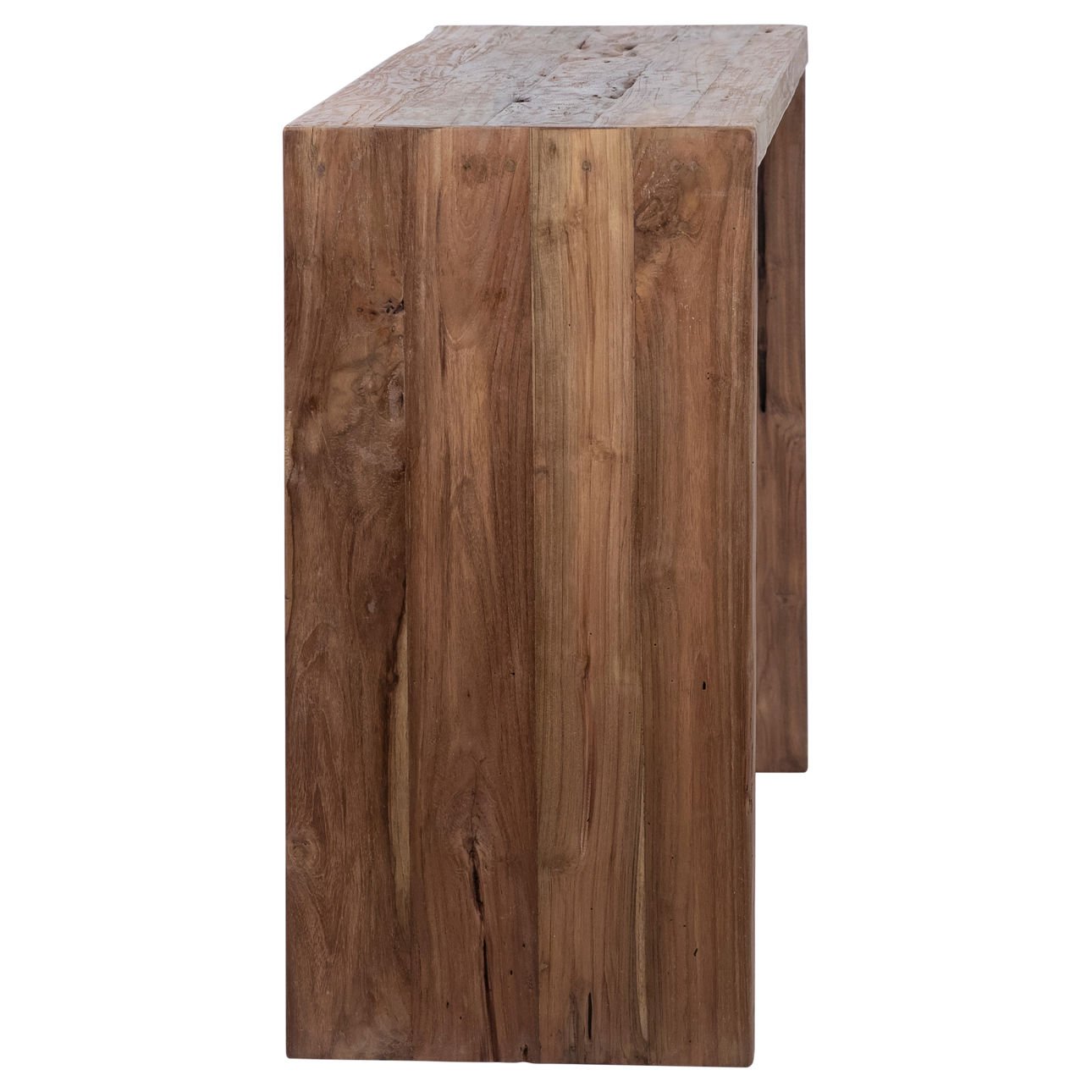 Medium Brown Wood Sealed Finish Reclaimed Teak Wood Table 54 in Wide