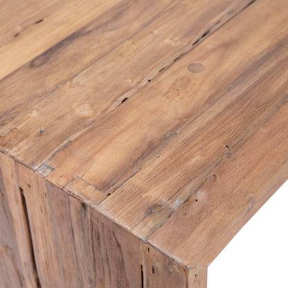 Medium Brown Wood Sealed Finish Reclaimed Teak Wood Table 60 in Wide