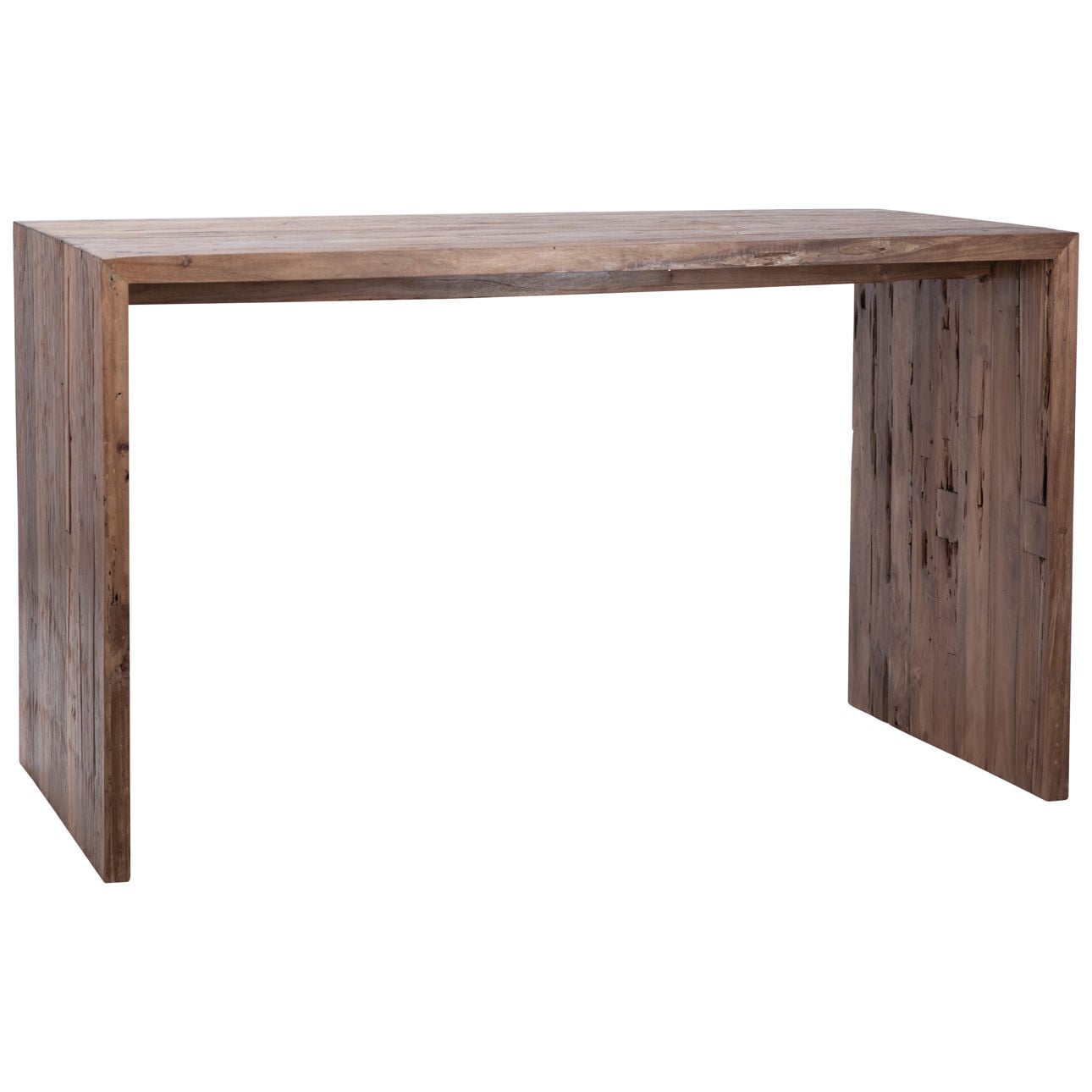 Medium Brown Wood Sealed Finish Reclaimed Teak Wood Table 60 in Wide