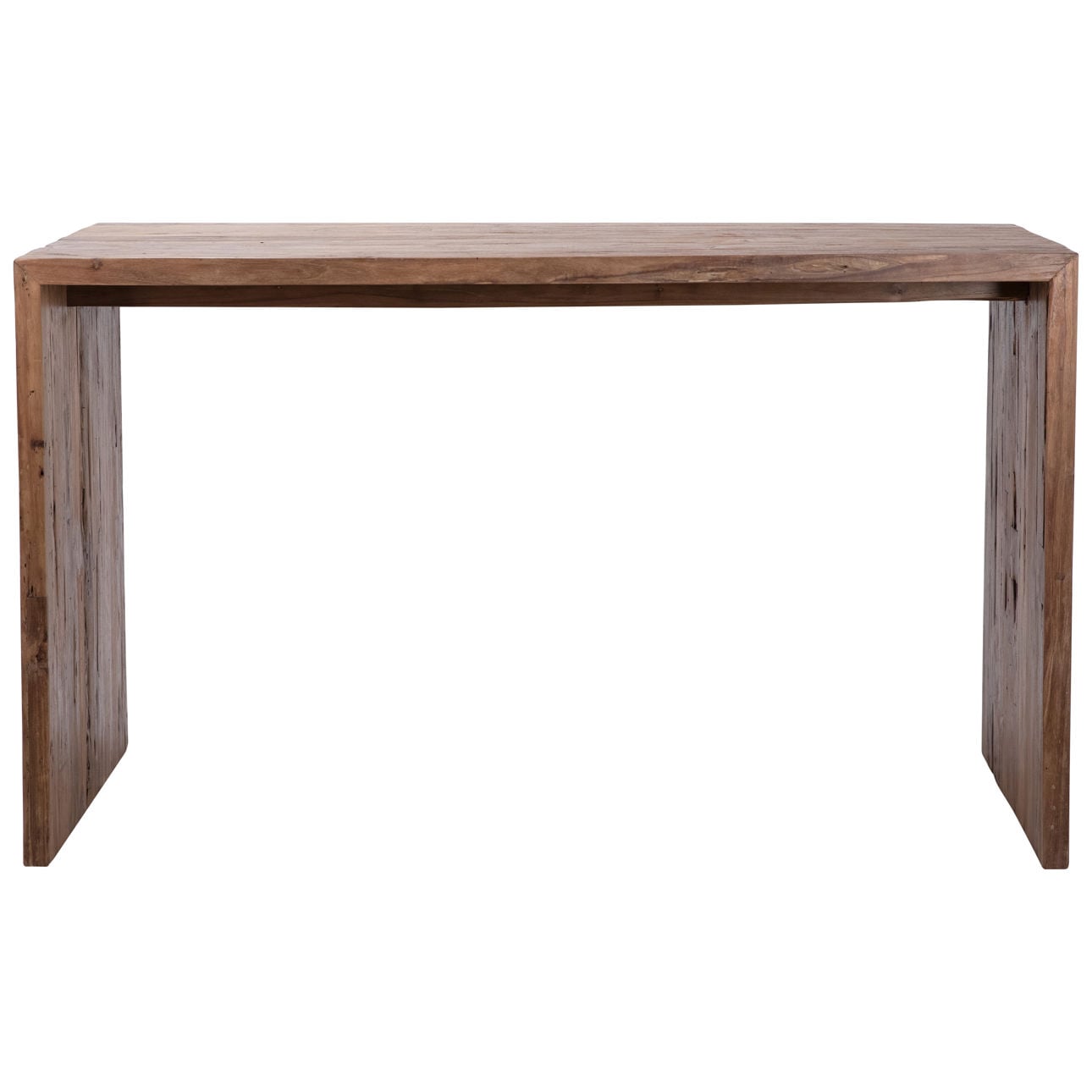 Medium Brown Wood Sealed Finish Reclaimed Teak Wood Table 60 in Wide