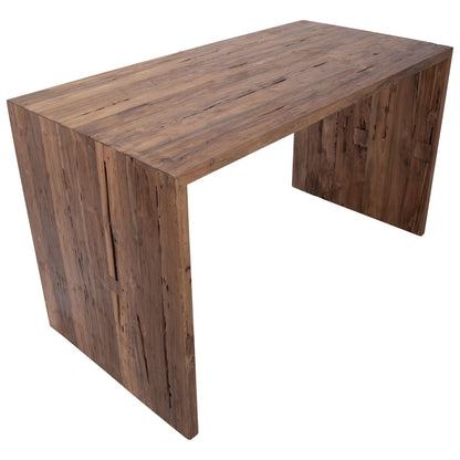 Medium Brown Wood Sealed Finish Reclaimed Teak Wood Table 60 in Wide