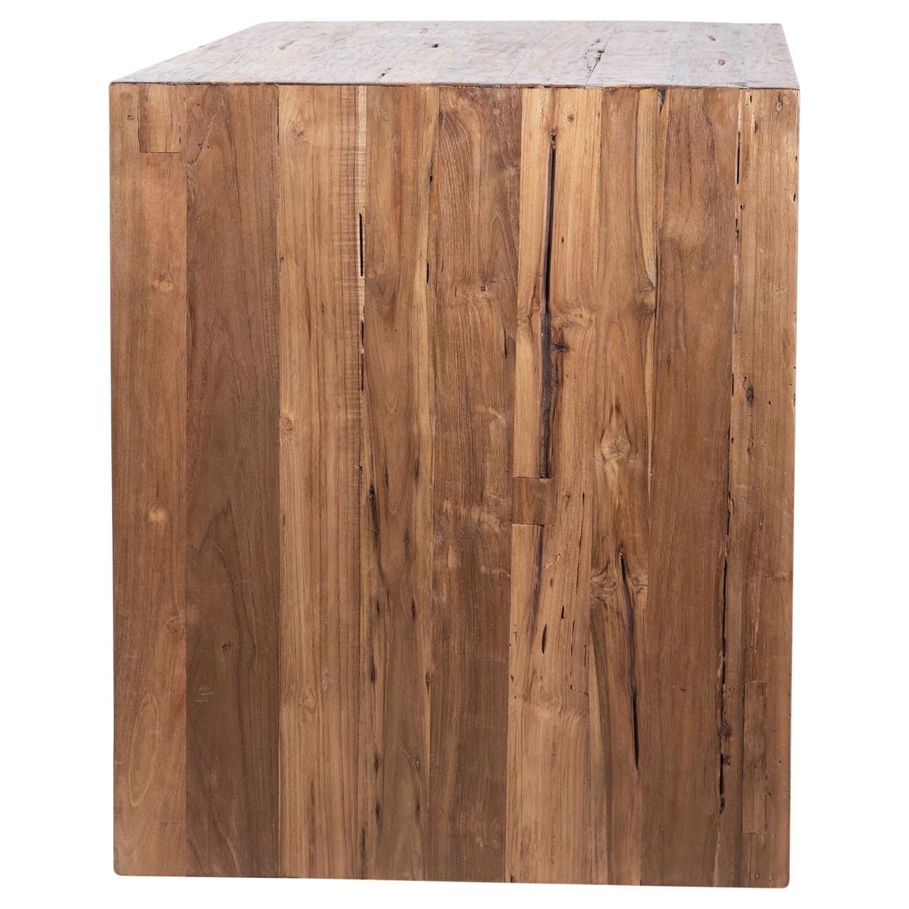 Medium Brown Wood Sealed Finish Reclaimed Teak Wood Table 60 in Wide