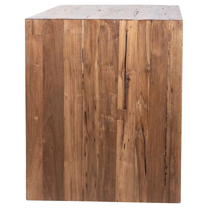 Medium Brown Wood Sealed Finish Reclaimed Teak Wood Table 60 in Wide