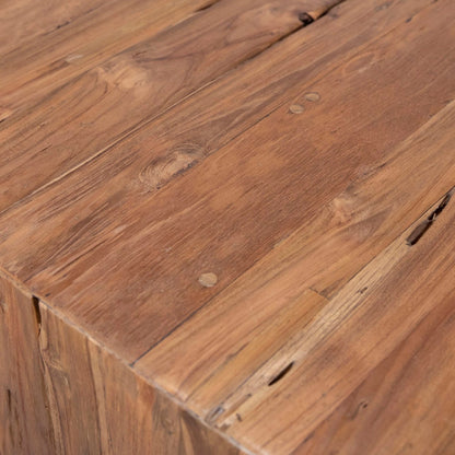 Medium Brown Wood Sealed Finish Reclaimed Teak Wood Table 78 in Wide