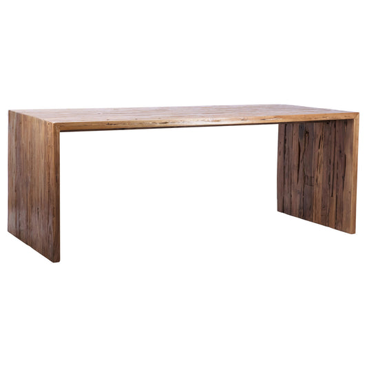 Medium Brown Wood Sealed Finish Reclaimed Teak Wood Table 78 in Wide