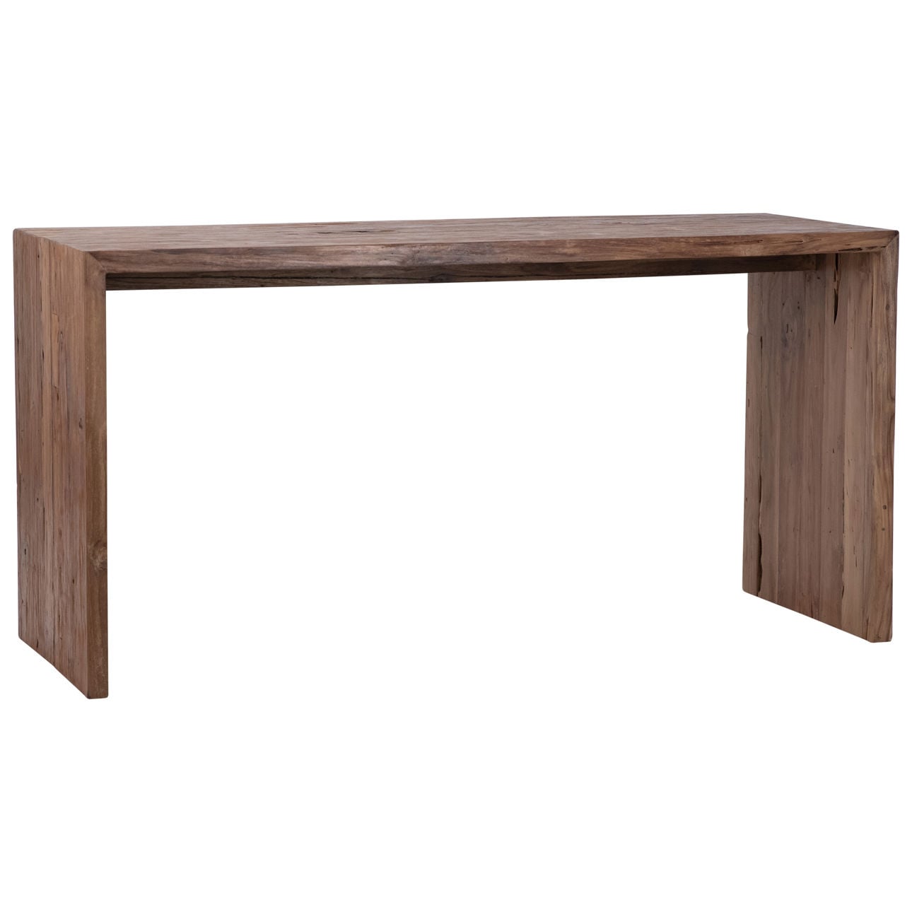 Medium Brown Wood Finish Reclaimed Teak Wood Desk 60 in Wide