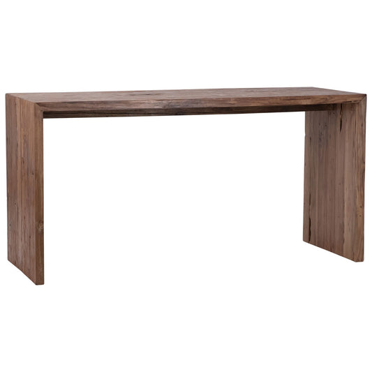 Medium Brown Wood Finish Reclaimed Teak Wood Desk 60 in Wide