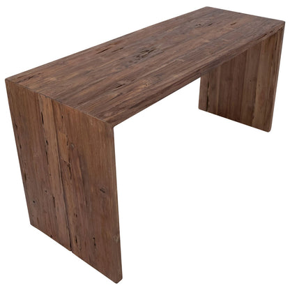 Medium Brown Wood Finish Reclaimed Teak Wood Desk 60 in Wide