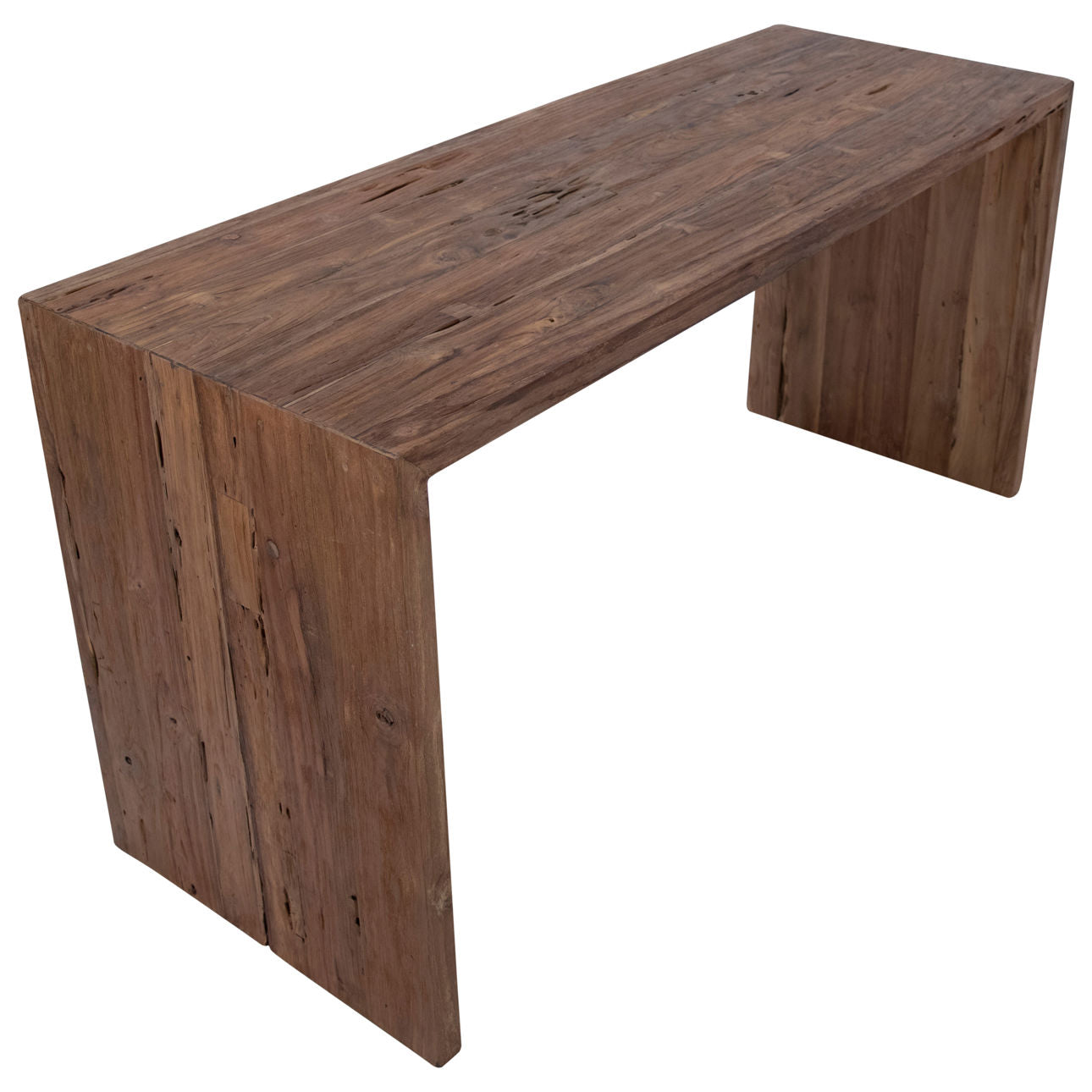 Medium Brown Wood Finish Reclaimed Teak Wood Desk 60 in Wide