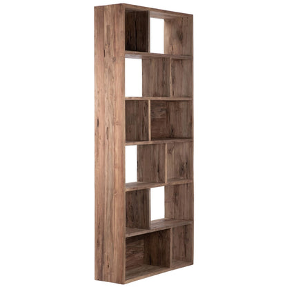 Medium Brown Antique Wood Finish Reclaimed Teak Wood Bookcase 39 in Wide