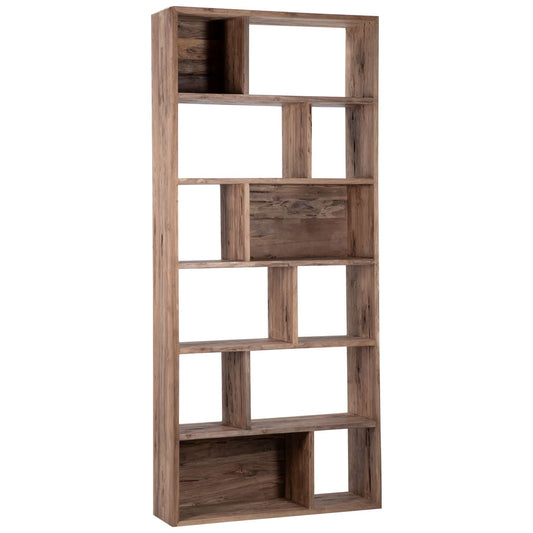 Medium Brown Antique Wood Finish Reclaimed Teak Wood Bookcase 39 in Wide