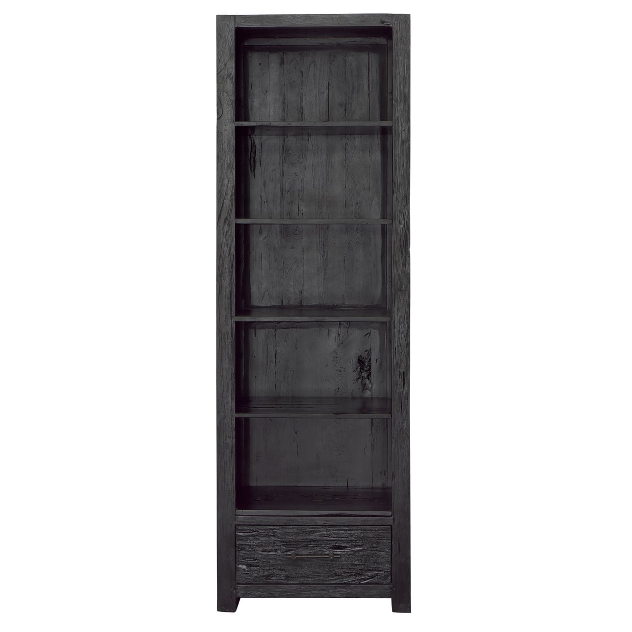 Matte Black Reclaimed Teak Wood Bookcase 28 in Wide