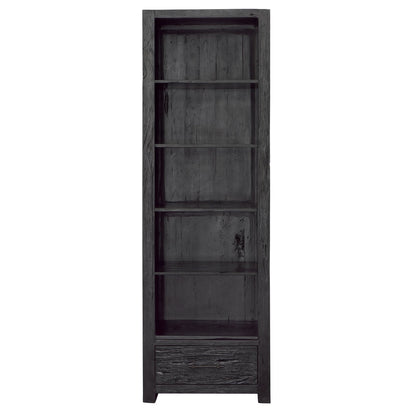 Matte Black Reclaimed Teak Wood Bookcase 28 in Wide