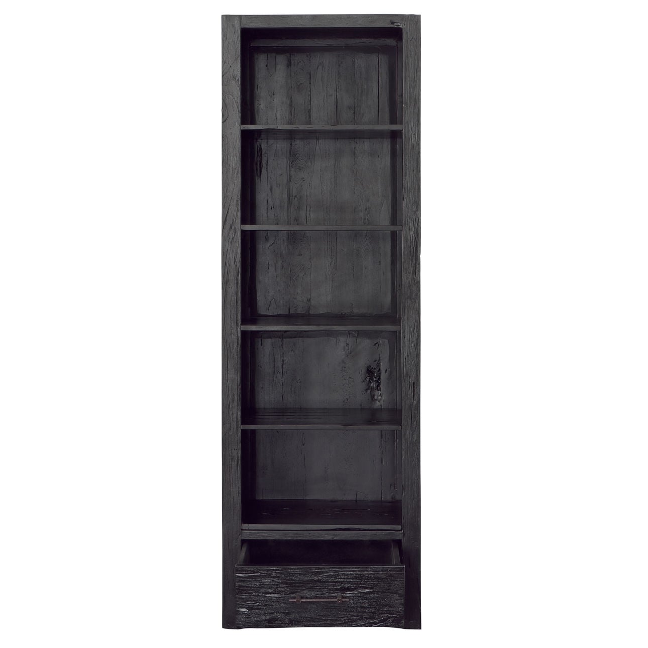 Matte Black Reclaimed Teak Wood Bookcase 28 in Wide
