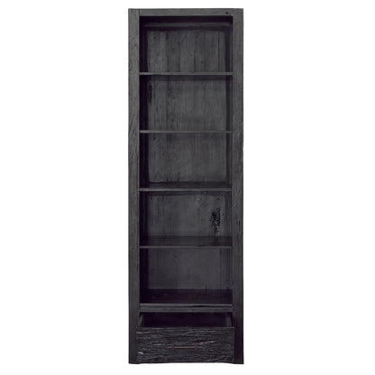 Matte Black Reclaimed Teak Wood Bookcase 28 in Wide