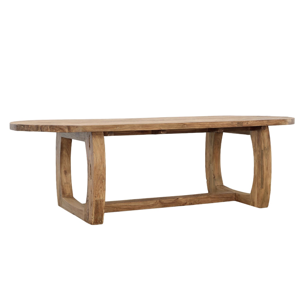 Distressed Natural Finish Reclaimed Teak Wood Table 106.5 in Wide
