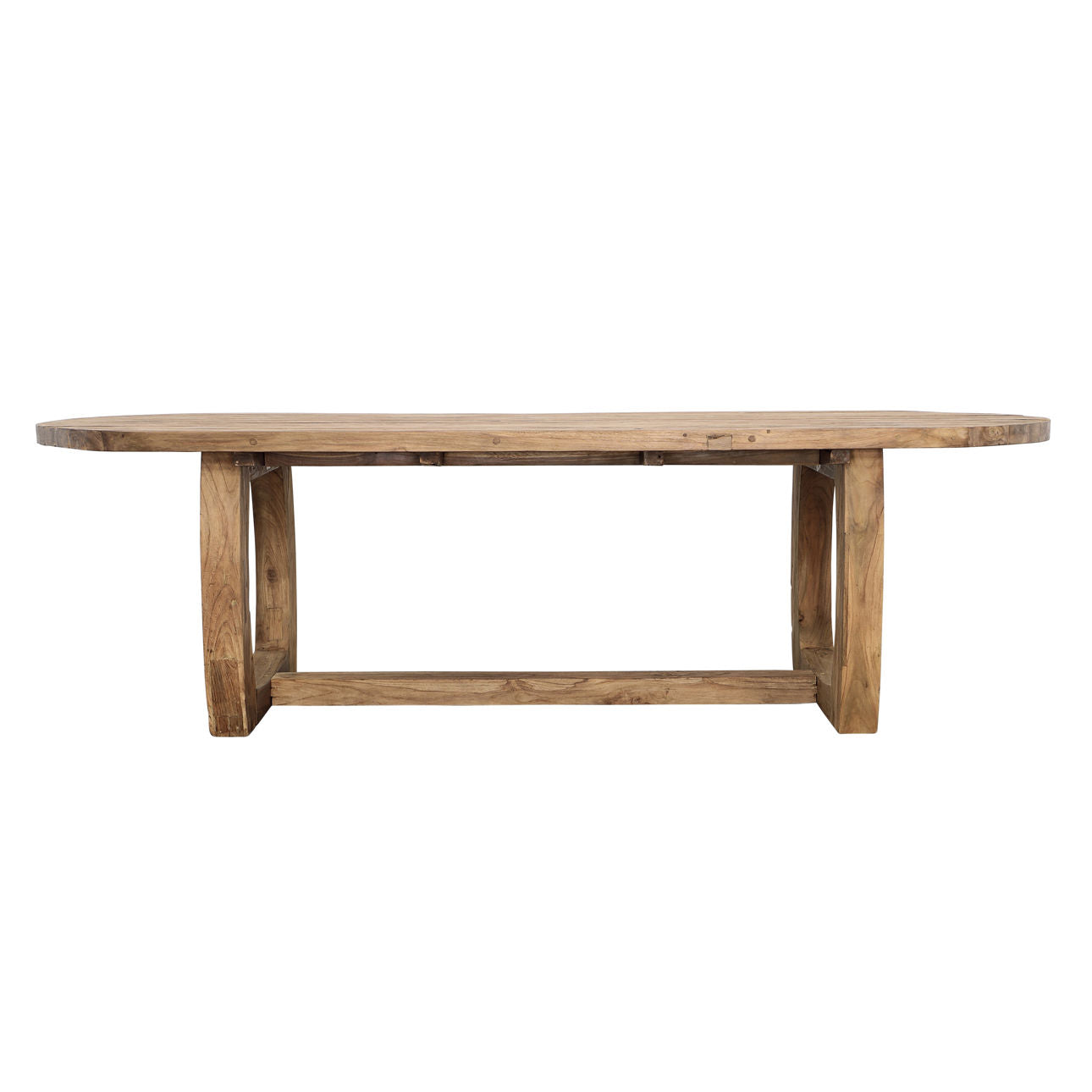 Distressed Natural Finish Reclaimed Teak Wood Table 106.5 in Wide