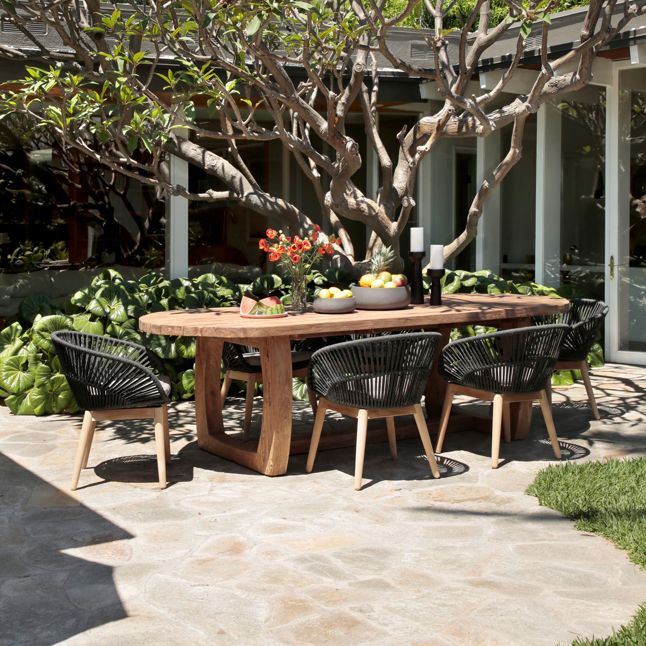 Distressed Natural Finish Reclaimed Teak Wood Table 106.5 in Wide