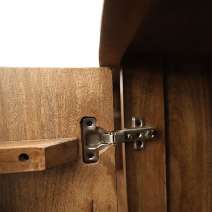 Medium Brown, Antique Black Base and Hammered Handles Mango Wood, Iron and Metal Sideboard 63 in Wide