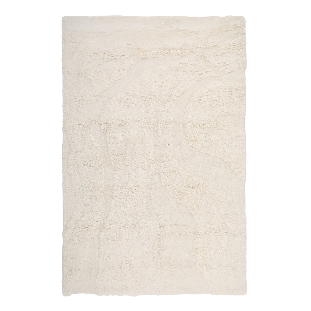 Ivory Tufted New Zealand Wool Rug 73 in Wide