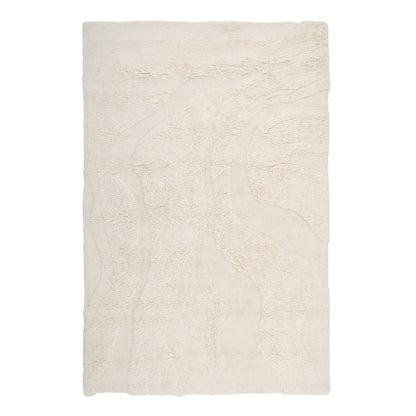 Ivory Tufted New Zealand Wool Rug 73 in Wide