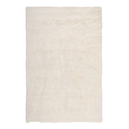 Ivory Tufted New Zealand Wool Rug 73 in Wide