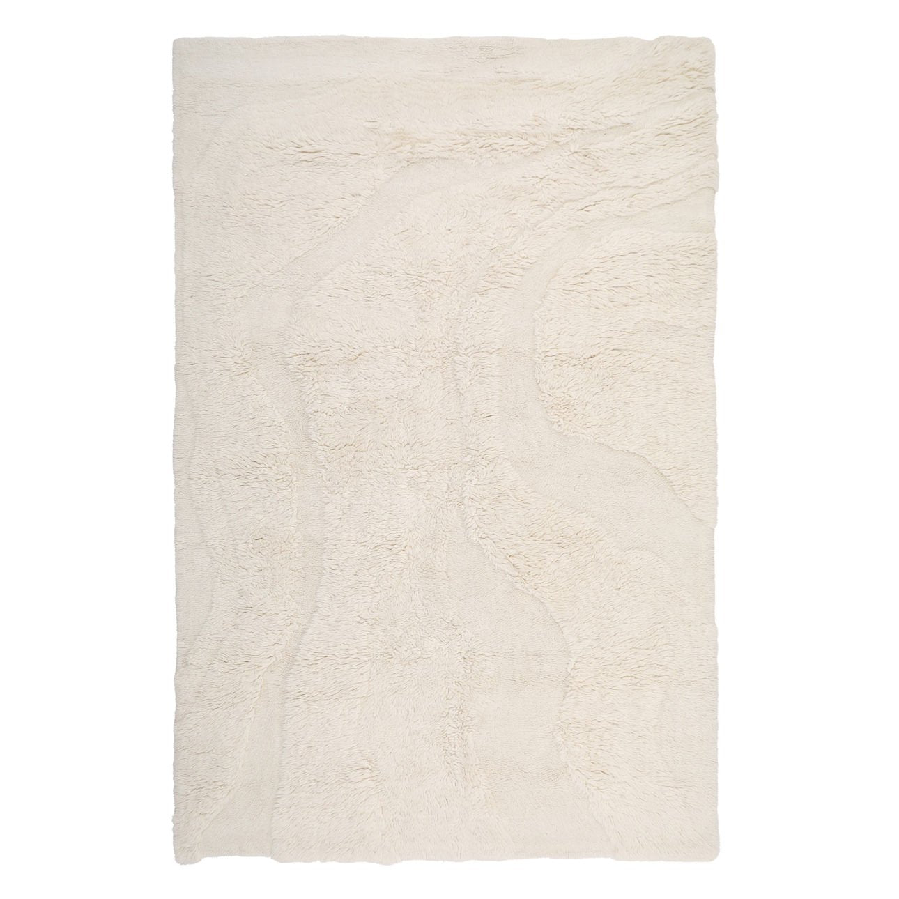Ivory Tufted New Zealand Wool Rug 73 in Wide