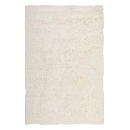 Ivory Tufted New Zealand Wool Rug 73 in Wide