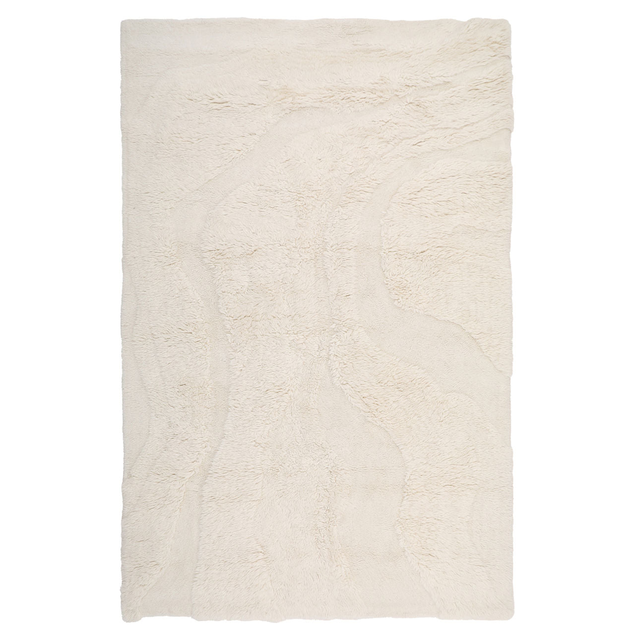 Ivory Tufted New Zealand Wool Rug 73 in Wide