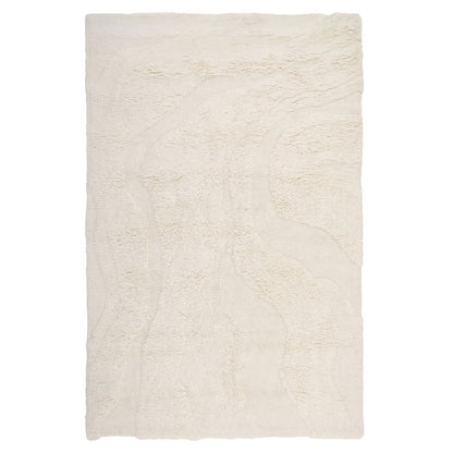 Ivory Tufted New Zealand Wool Rug 73 in Wide