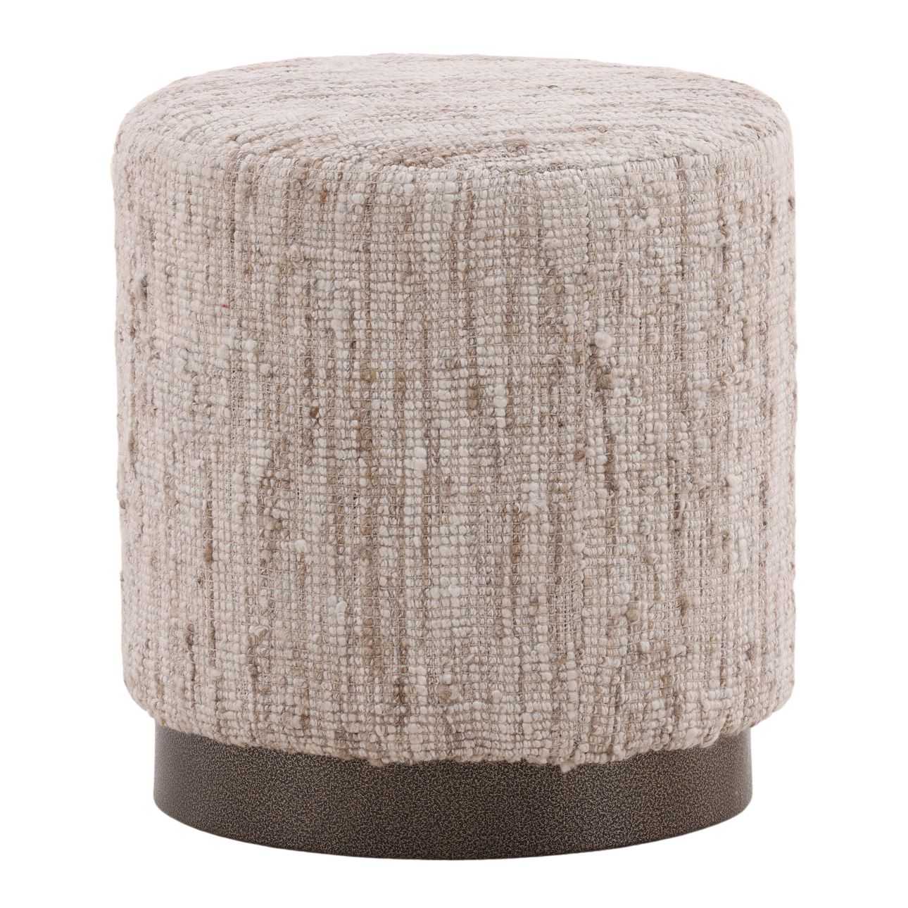 Beige Hand Spun Yarn and Steel Stool 16 in Wide