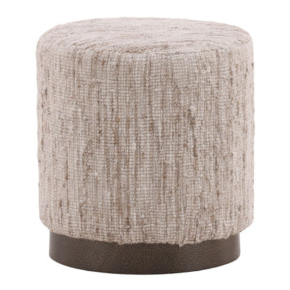 Beige Hand Spun Yarn and Steel Stool 16 in Wide