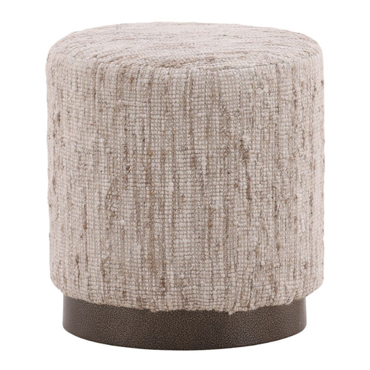 Beige Hand Spun Yarn and Steel Stool 16 in Wide