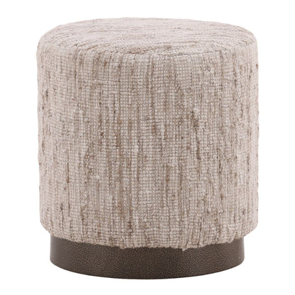 Beige Hand Spun Yarn and Steel Stool 16 in Wide