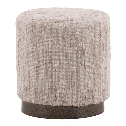 Beige Hand Spun Yarn and Steel Stool 16 in Wide