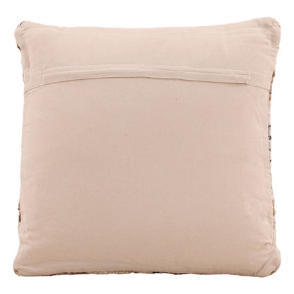 Brown Handwoven Jute and Wool Cover Pillow 20 in Wide