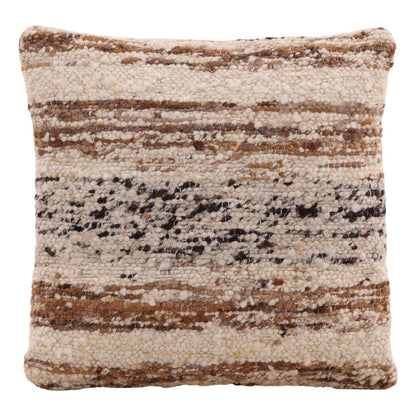 Brown Handwoven Jute and Wool Cover Pillow 20 in Wide