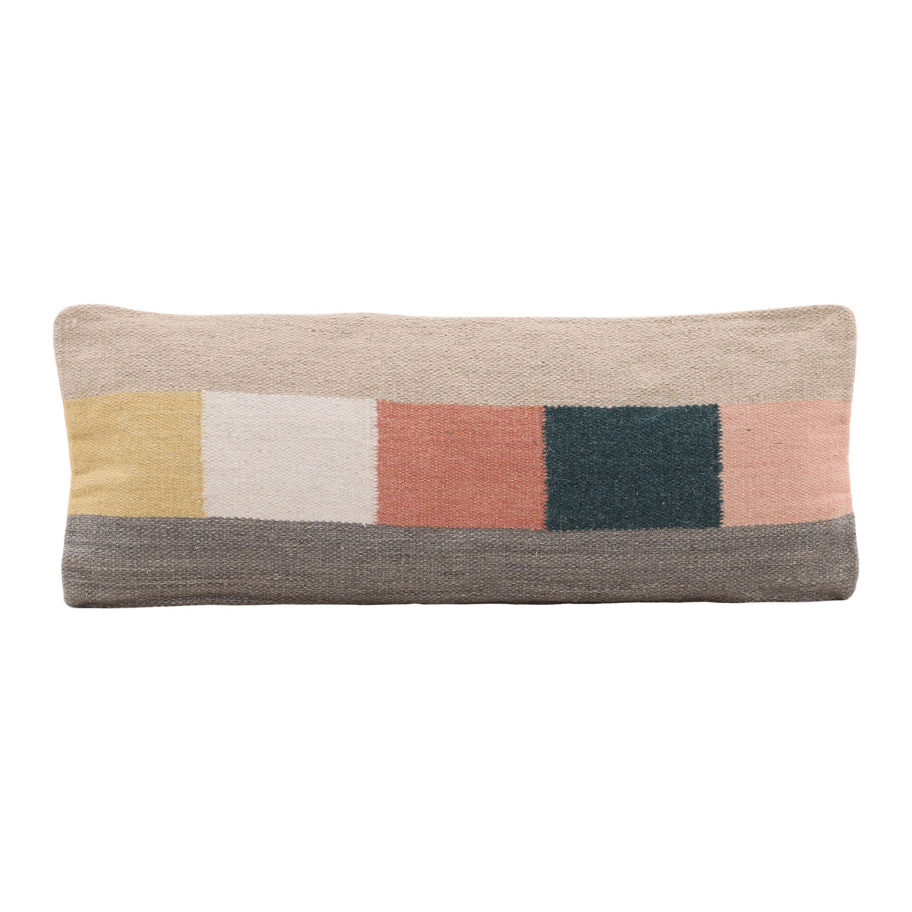 Multicolor Handwoven Wool and Cotton Cover Pillow 36 in Wide