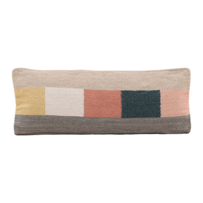 Multicolor Handwoven Wool and Cotton Cover Pillow 36 in Wide