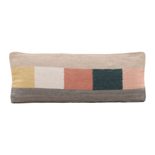 Multicolor Handwoven Wool and Cotton Cover Pillow 36 in Wide